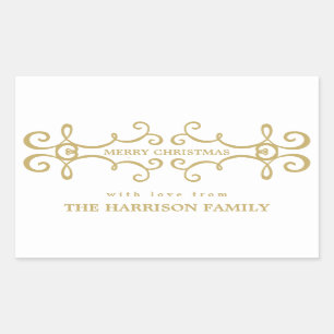 Adesivo Retangular Tag elegante do presente do Feliz Natal/ouro