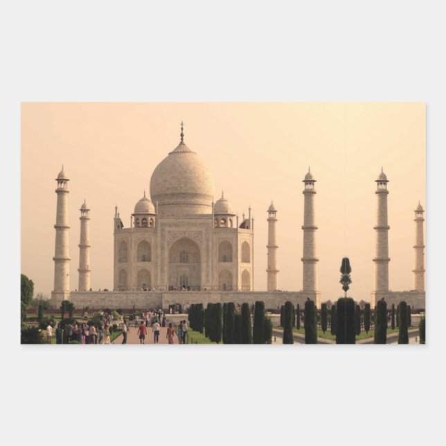 Adesivo Retangular Taj Mahal com pessoas (Frente)