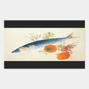 Adesivo Retangular Takeuchi Seiho - Autumn Fattens Fish and Ripens