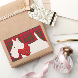 Adesivo Retangular Tartan Branco do Terrier Escocês 