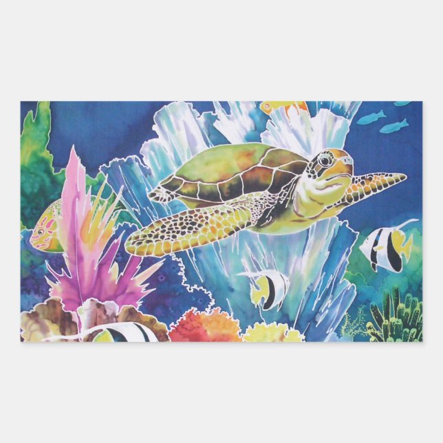 Adesivo Retangular Tartaruga do Mar Verde (Frente)