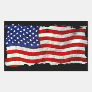 Adesivo Retangular Tattered Grunge Patriotic USA Flag, Estados Unidos