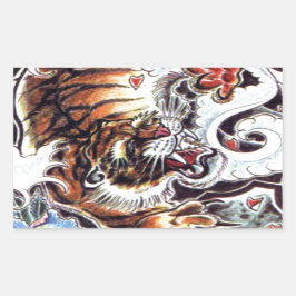 Adesivo Retangular Tatuagem de Tigre Japonês