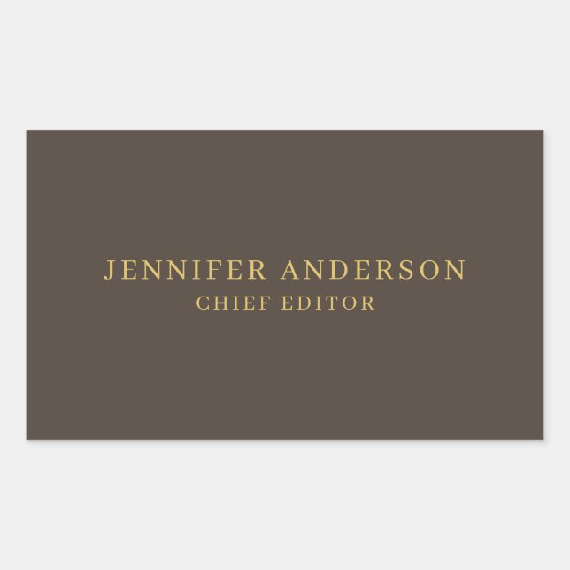 Adesivo Retangular Taupe Brown e Dourado Color Professional Modern Pl (Frente)