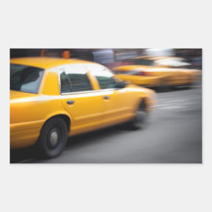 Adesivo Retangular Táxi de táxi amarelo de pressa da cidade de NY c