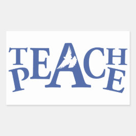 Adesivo Retangular Teach peace solteiro pomve blue text