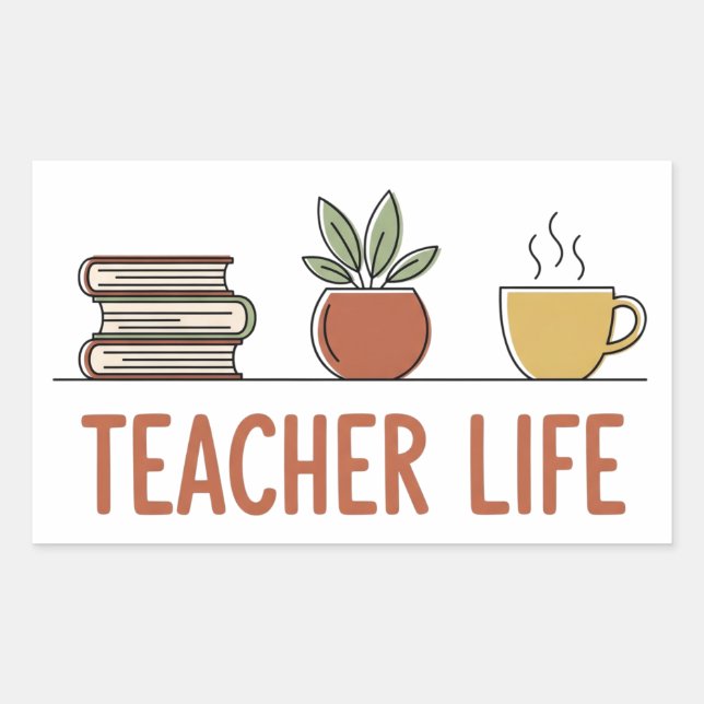 Adesivo Retangular Teacher Life (Frente)