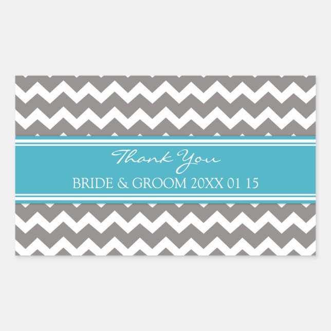 Adesivo Retangular Teal Cinza Chevron Obrigado A Senha De Favor Do Ca (Frente)