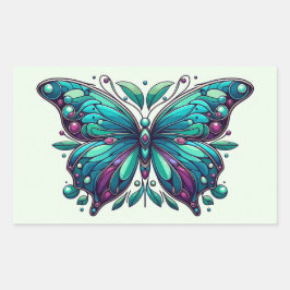Adesivo Retangular Teal & Purple Butterfly 4