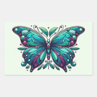 Adesivo Retangular Teal & Purple Butterfly 4