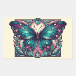 Adesivo Retangular Teal & Purple Butterfly 5