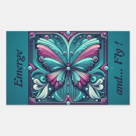 Adesivo Retangular Teal & Purple Butterfly Square