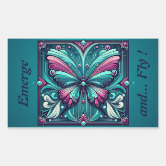 Adesivo Retangular Teal & Purple Butterfly Square