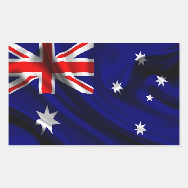 Adesivo Retangular Tecido da Bandeira da Austrália (Frente)