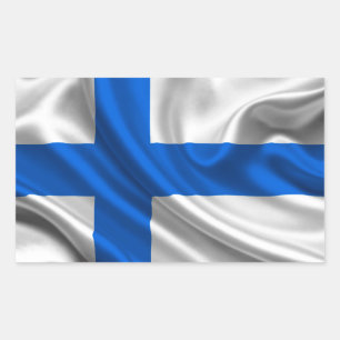 Adesivo Retangular Tecido da bandeira de Finlandia
