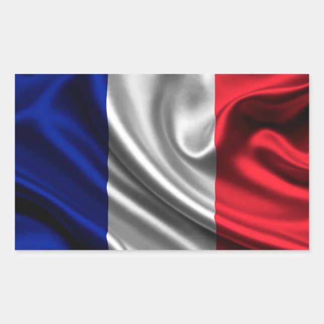Adesivo Retangular Tecido de Sinalizador da França (Frente)