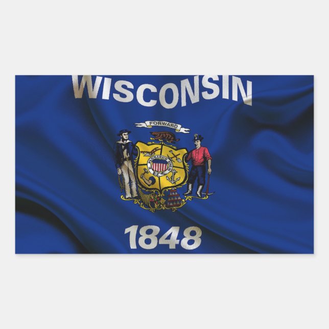 Adesivo Retangular Tecido de Sinalizador de Wisconsin (Frente)