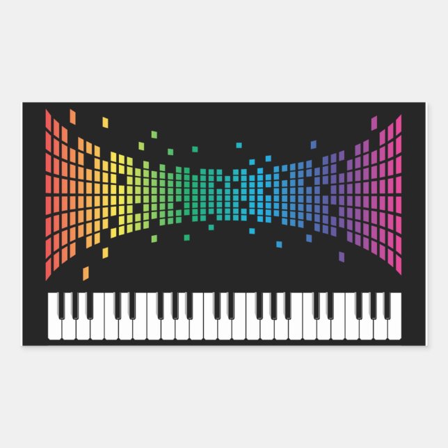 Adesivo Retangular Teclado instrumental para piano de música multicol (Frente)