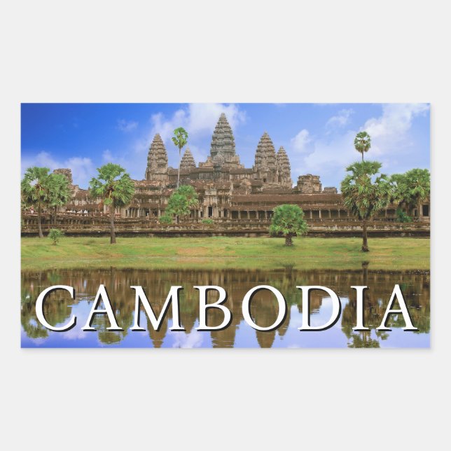 Adesivo Retangular Templo Angkor Wat | Kampuchea, Camboja (Frente)