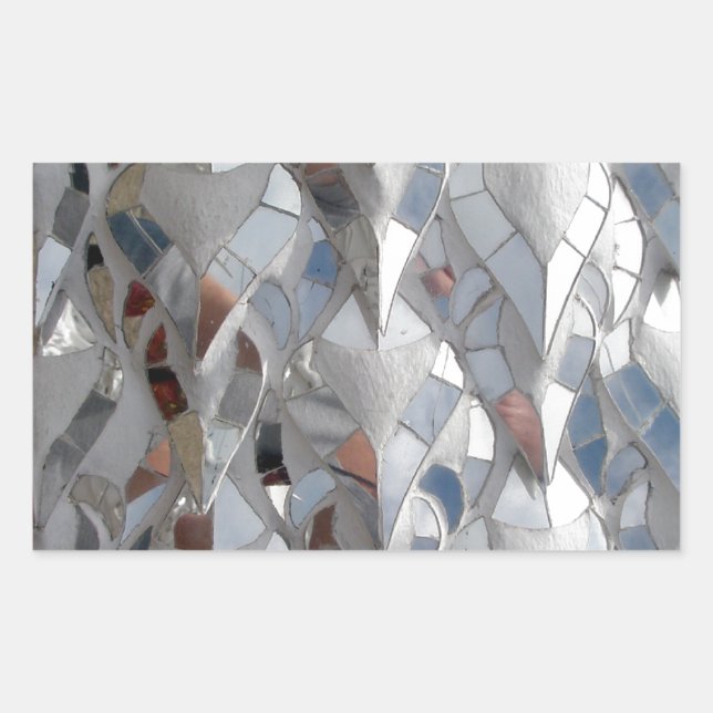 Adesivo Retangular Templo Branco de azulejos Espelhos, Chiang Rai (Frente)