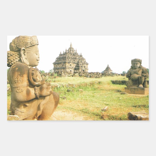 Adesivo Retangular Templo Budista Pleosan, Prabanam, Java, Indonésia (Frente)