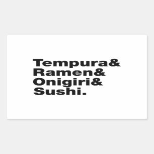 Adesivo Retangular Tempura & Ramen & Onigiri & Sushi das Comidas japo