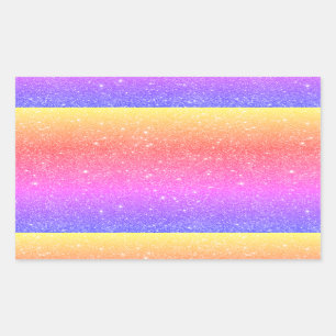 Adesivo Retangular Tendência Colorida Rainbow Glitter Square Sticker