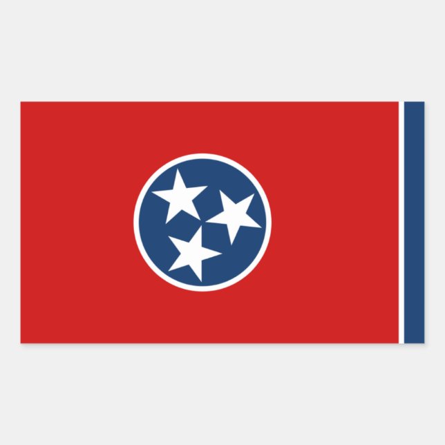 Adesivo Retangular Teneean Flag, Flag do Tennessee (Frente)