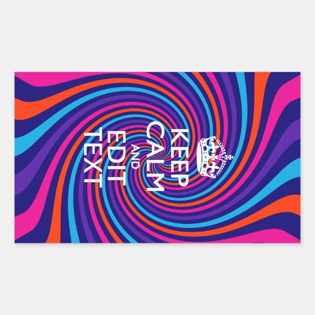 Adesivo Retangular Tenha calma dizendo em espiral multicolorido (Frente)