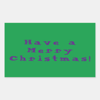 Adesivo Retangular Tenha um Feliz Natal! Roxo em fundo Verde