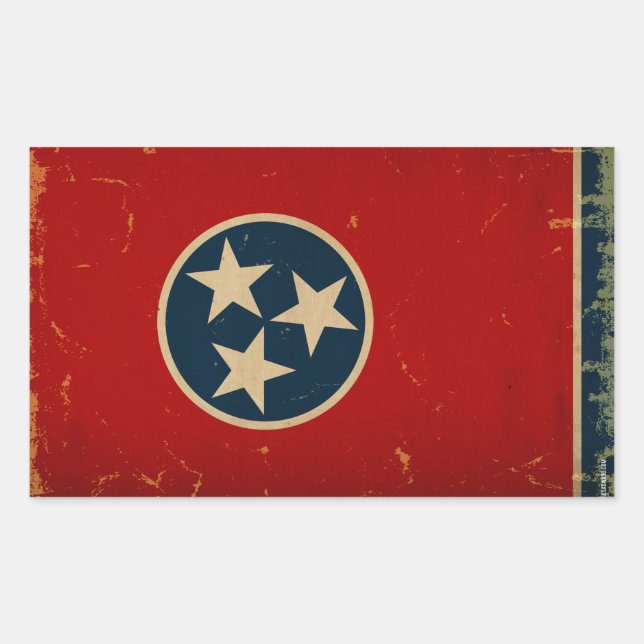 Adesivo Retangular Tennessee State Flag VINTAGE (Frente)