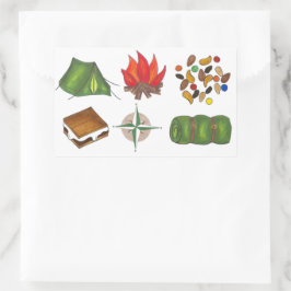 Adesivo Retangular Tent Campfire Compass S'mores Camp Camp Sticker