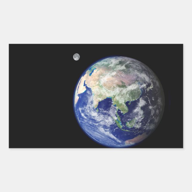 Adesivo Retangular Terra e Lua do Espaço (Frente)