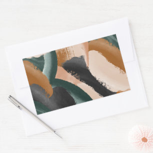 Adesivo Retangular Terracotta, abstrato verde pintou o mínimo moderno