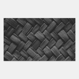Adesivo Retangular teste padrão de weave de cesta preto