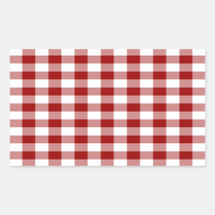 Adesivo Retangular Teste padrão vermelho e branco do guingão