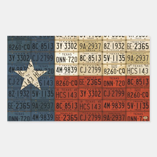 Adesivo Retangular Texas Flag Licate Plate Art Lone Star Sticker (Frente)