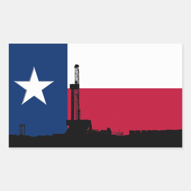 Adesivo Retangular Texas Flag Oil Furling Rig (Frente)