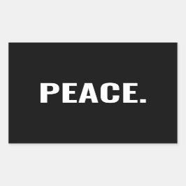 Adesivo Retangular Texto branco e preto da paz minimalista contra a g