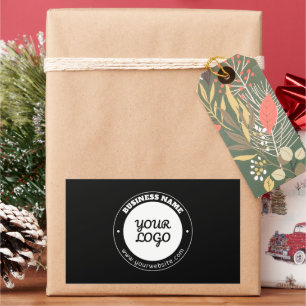 Adesivo Retangular Texto circular editável e Modelo de logotipo carre