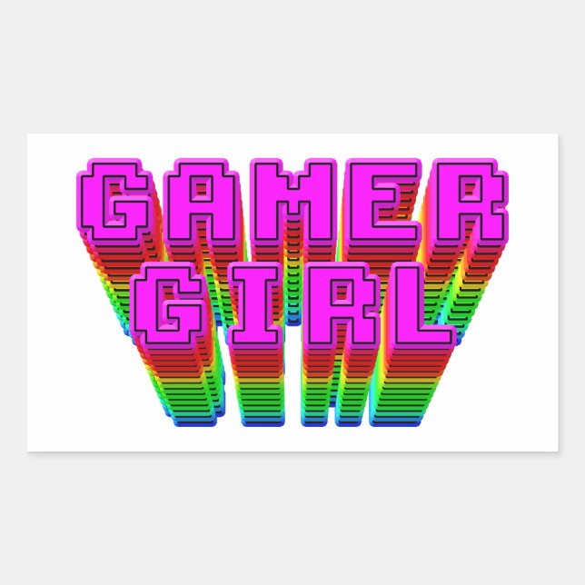 Adesivo Retangular Texto da Gamer Girl (Frente)