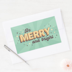 Adesivo Retangular Texto de saudações Xmas do estilo de desenho anima