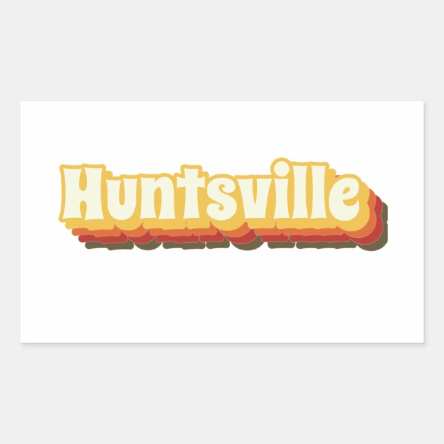 Adesivo Retangular Texto de Vintage do Huntsville Retro (Frente)