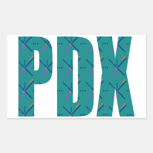 Adesivo Retangular Texto do Carpete do Aeroporto de Portland PDX (Frente)