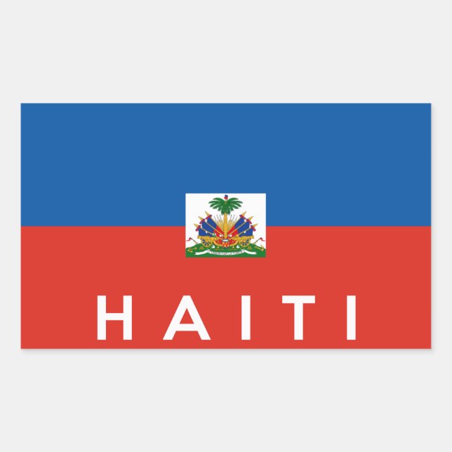 Adesivo Retangular texto do nome do símbolo do país haiti (Frente)