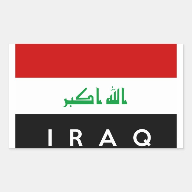Adesivo Retangular texto do nome do símbolo do país iraq (Frente)