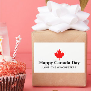 Adesivo Retangular Texto personalizado do Dia do Canadá Feliz com fol