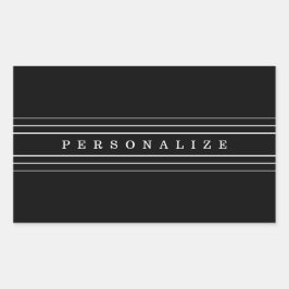 Adesivo Retangular Texto personalizado e faixas modernas | Preto e br