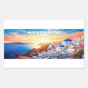 Adesivo Retangular Texto personalizado Grécia Santorini Sunset