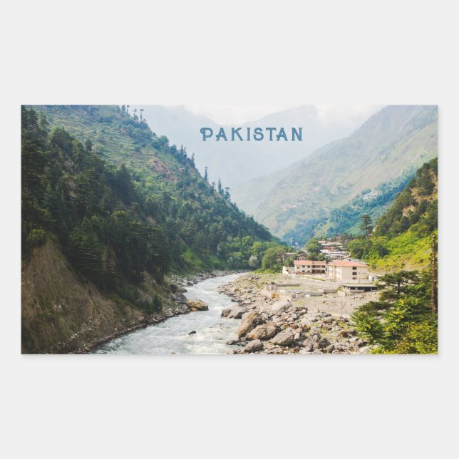 Adesivo Retangular Texto Personalizado Paquistão (Frente)